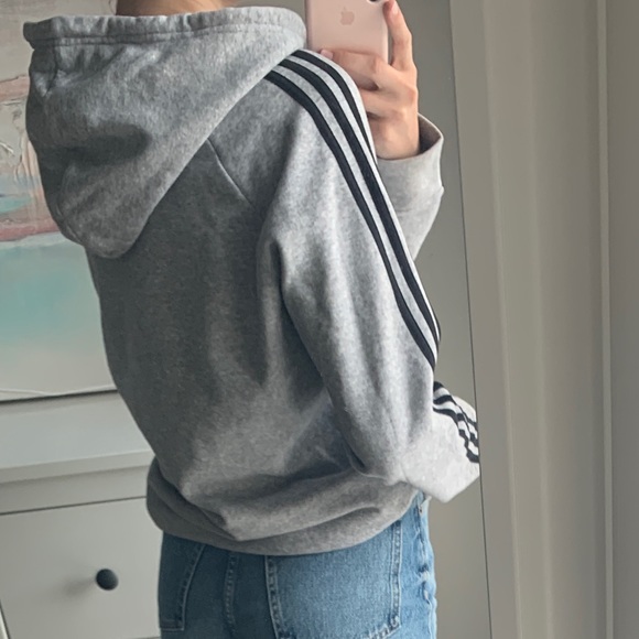 Adidas Hoodie Grey & Black Stripe - Picture 2 of 6